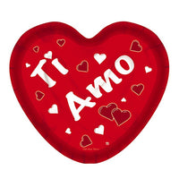 Piatti di carta con scritta Ti Amo (10 pz) 20 x 20 cm Rosso