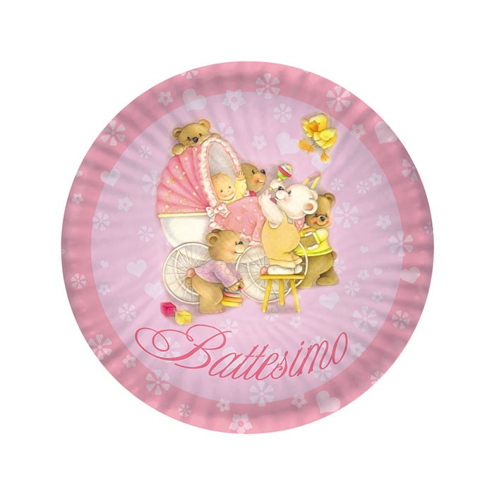 Piatti Ø 18 cm Battesimo Rosa (10 pz)