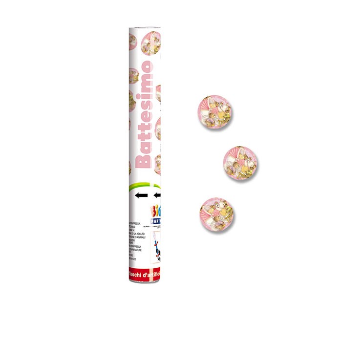 Spara Coriandoli Battesimo Rosa
