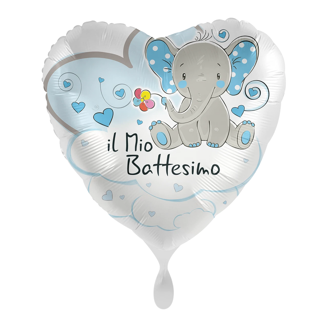 Palloncino Cuore Il Mio Battesimo Elefante Azzurro