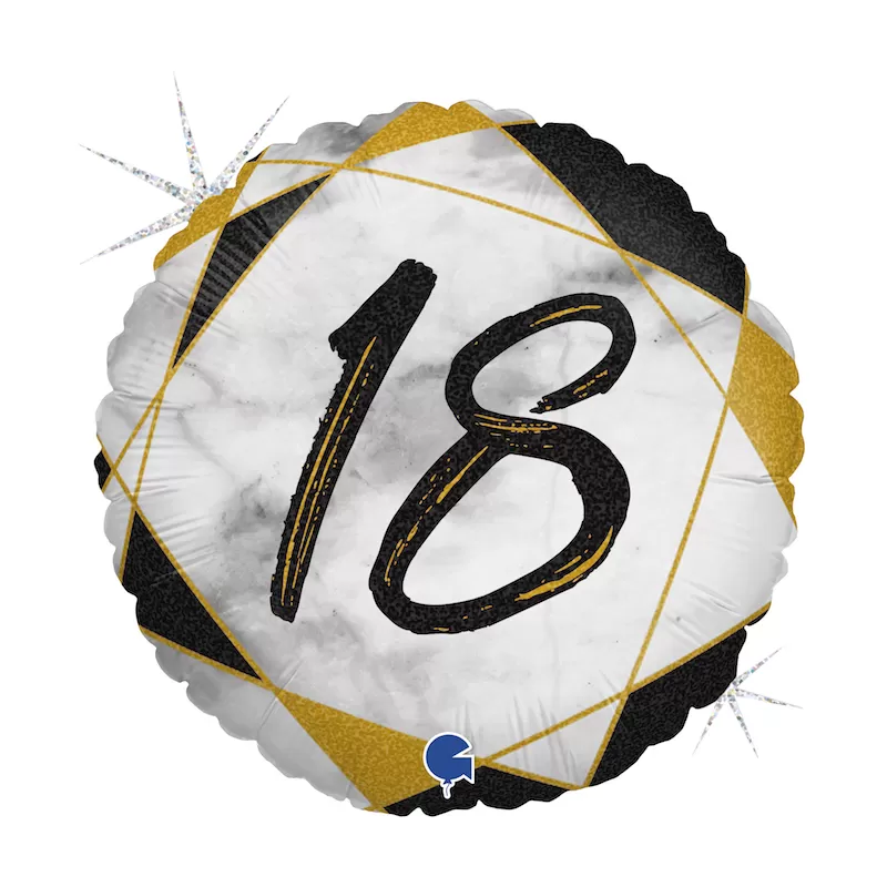 Palloncino Tondo 18 Anni Nero e Oro