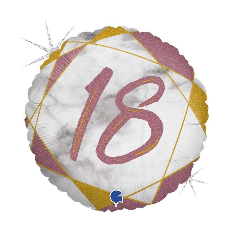 Palloncino Tondo 18 Anni Rosa e Oro